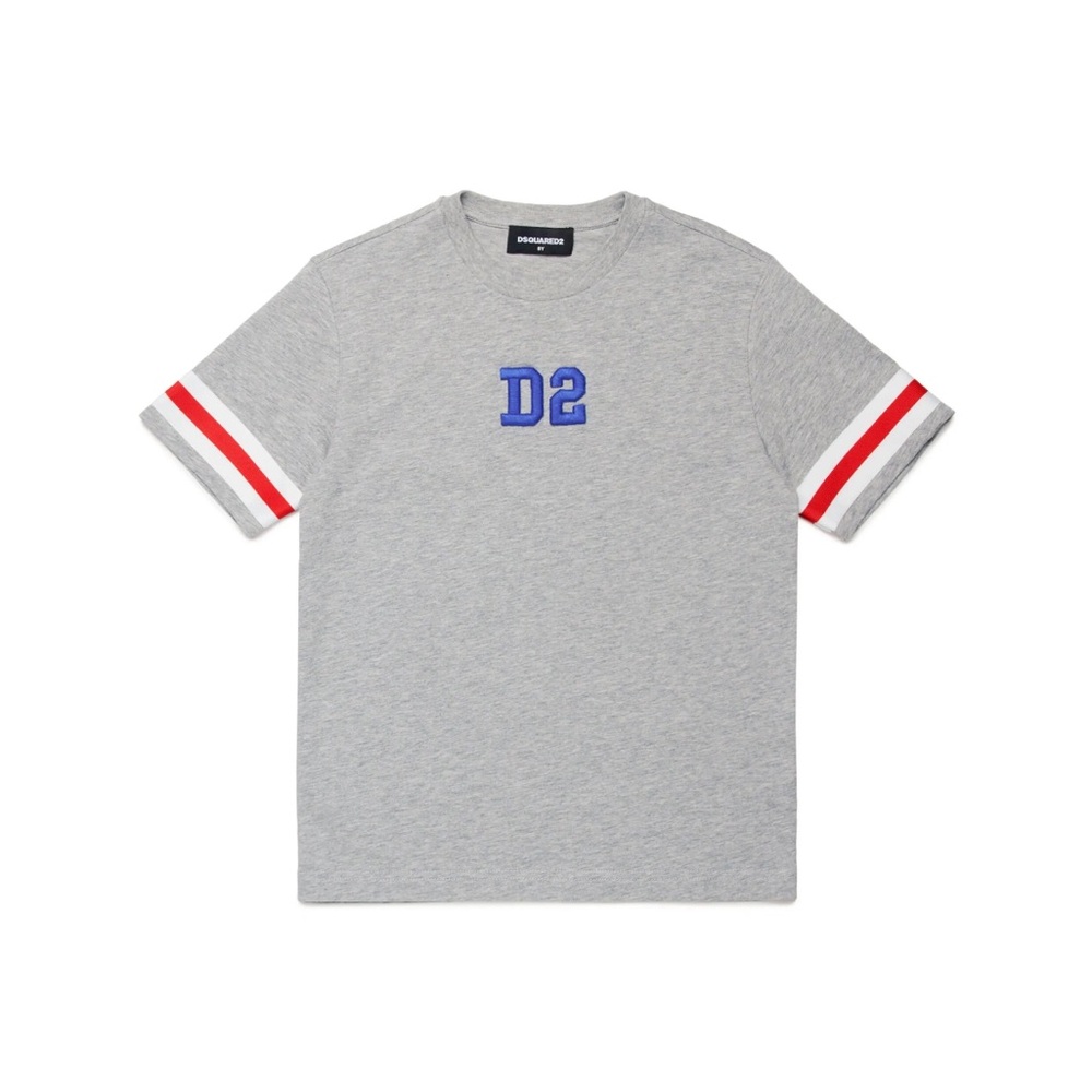DSQUARED2 Gray T-Shirt with Blue and Red Accents